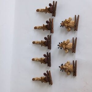 Vintage Suzi Skoglund Angel & Candle Clothespin Christmas Ornaments Lot of 8